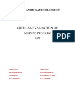 Critical Evaluation Of: Nursing Program