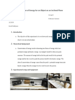 Lab 122 - Conservation of Energy For An Object On An Inclined Plane