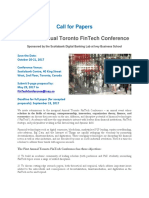 The First Annual Toronto Fintech Conference: Call For Papers