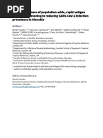 The Effectiveness of Population-Wide, Rapid Antigen Test-Based Screening in Reducing Sars-Cov-2 Infection Prevalence in Slovakia