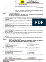 Business Law Examination: Distance Studies