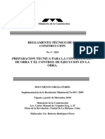 Actual Reglamento Técnico de La Construcción No. 5 PrepTécnica y Control de Obra PDF