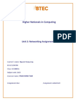 Higher Nationals in Computing: Unit 2: Networking Assignment