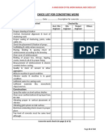 9.2 Check List For Concreting Work: Construction