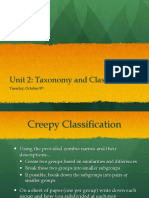 Unit 2: Taxonomy and Classification: Tuesday, October 8