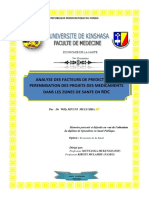 MEMOIRE DE SPECIALISATION EN SANTE PUBLIQUE. Economie de La Santé. DR Willy MFUNI MULUMBA