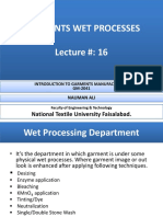 Garments Wet Processes Lecture #: 16: National Textile University Faisalabad