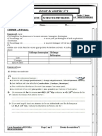 Devoir de Contrôle N°1: Lycée Secondaire Rouhia Sciences Physiques