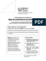 Mba in Corporate Governance: Unique Features of The Programme