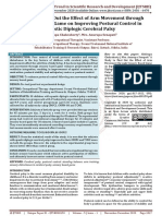 A Study To Find Out The Effect of Arm Movement Through Sensory Based Game On Improving Postural Control in Spastic Diplegic Cerebral Palsy