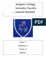 Brockington College Mathematics Faculty Homework Booklet: Year: 7 Scheme: 1 Term: 2 Name