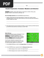 Student Exploration: Evolution: Mutation and Selection