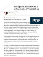 20 Key Due Diligence Activities in A Merger and Acquisition Transaction