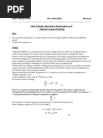 Heat Transfer Operations Experiment No.4 - Newton's Law of Cooling