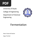 Fermentation: University of Diyala College of Engineering Department of Chemical Engineering