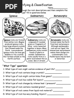 Identifying & Classification: Igneous Sedimentary Metamorphic