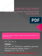 Quadratic Equation: Identify Quadratic Equations With One Unknown