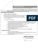 Cs Form No. 212 Attachment - Work Experience Sheet