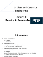 MME365 Glass and Ceramics Engineering: Bonding in Ceramic Materials