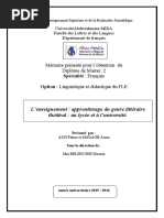 L'enseignement Apprentissage Du Genre Littéraire Théâtral Au Lycée Et À L'université PDF