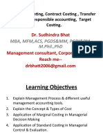 Cost Accounting, Contract Costing, Transfer Pricing, Responsible Accounting, Target Costing