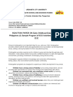 REACTION PAPER On Early Childhood Education in The Philippines (4) Sample Program of ECE Activities, (5) Benefits of ECE