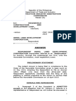 Answer: Claimant, Ciac Case No. 62-A & B-2014