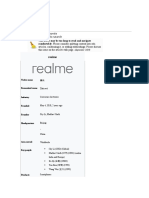 Detils of Realme Cost Calculation