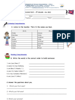 English Test - 5 GRADE - Oct. 2012: Listening Comprehension