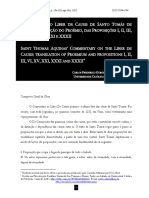 O Comentário Ao Liber de Causis de Santo Tomás de Aquino Tradução Do Proêmio Das Proposições I, II, III, VI, XV, XXI, XXXI e XXXII