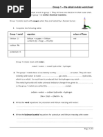 Group 1 - The Alkali Metals Worksheet