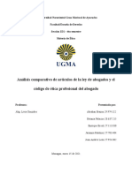 ANALISIS COMPARATIVO de La Ley Abogados y El Codigo de Etica Profesional