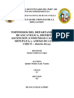 Quechua Topónimos de La Región de Huancavelica