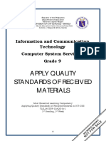 Apply Quality Standards of Received Materials: Information and Communication Technology Computer System Servicing Grade 9