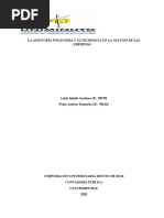 LA AUDITORÍA FINANCIERA Y SU INCIDENCIA EN LA GESTIÓN DE LAS EMPRESAS Trabajo Grupal