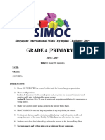 Grade 4 (Primary 4) : Singapore International Math Olympiad Challenge 2019