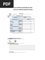 Ficha de Control Recepción de Leche