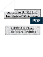 Mitutoyo (U.K.) LTD Institute of Metrology: GEOPAK Three Software Training