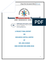 A Project Final Report ON Edelwiess Capital Limited BY Mr. Anil Kumar MBA SECOND SEM (2008-2010)