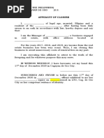 Affidavit of Closure Sample