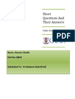 Short Questions and Their Answers: Name: Noman Sheikh Roll No:19844