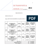 Servicios de Transporte Cubanos Presupuesto