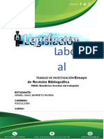 Legislación Laboral Ensayo - Beneficios Sociales de Los Trabajadores