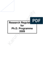 Research Regulations For Ph.D. Programme 2009: Karunya University