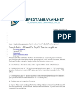 Sample Letter of Intent For Deped Teacher Applicant: Skip To Content