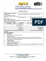 Infratech Limited Apco Construction Pvt. LTD.: Purchase Order