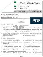 Exam Name:-Neet - Eng - 12 - Paperset - 1: Standard: - 12 Mark: - 720