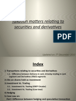 Taxation Matters Relating To Securities and Derivatives