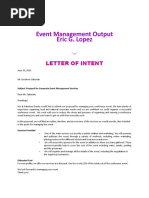 Event Management Output Eric G. Lopez: Letter of Intent