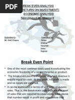 Break Even Analysis Roi (Return On Investment) Economic Analysis New Product Development